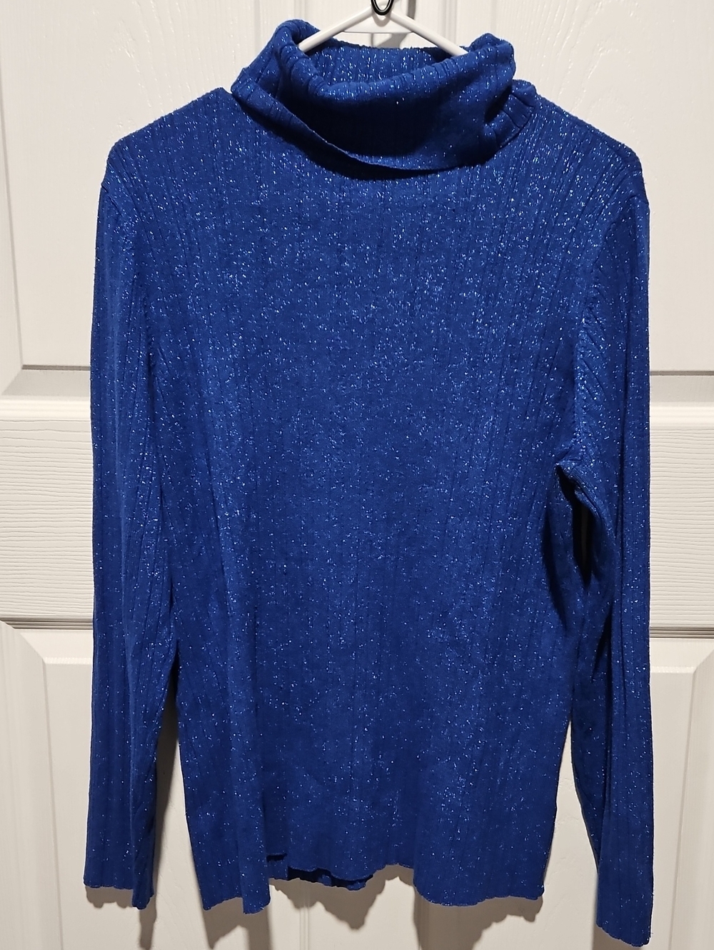 Cato Metallic Royal Blue Ribbed Turtleneck Sweater